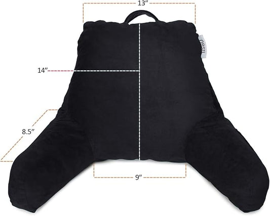 Nestl Reading Pillow for Kids & Teens with Shredded Memory Foam, Backrest Pillows for Reading, Watching, and Gaming, Use on The Couch, Bed, or Floor, Adjustable Support with Washable Cover Black