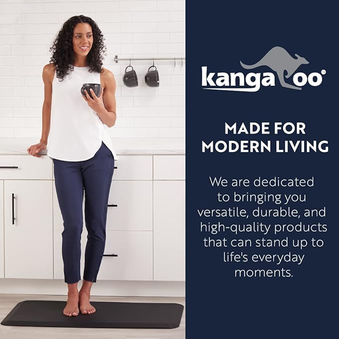 KANGAROO Thick Ergonomic Anti Fatigue Mats for Kitchen Floor, 70x24 Runner, Cushioned Standing Office Desk Mat, Waterproof Scratch Resistant Top, Supportive All Day Comfort Padded Foam Rug, Dark Green