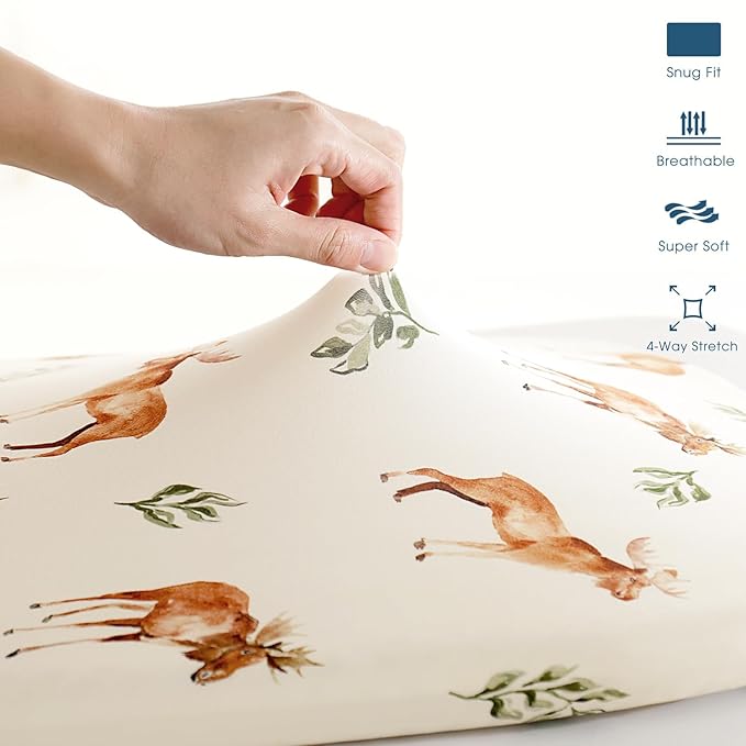 GRSSDER Ultra Soft Bassinet Sheets 2 Pack, Stretchy Breathable Knit Bassinet Mattress Sheets for Baby, Universal Fitted Baby Cradle Moses Basket Oval Rectangle Mattresses Safe and Snug, Animals Print