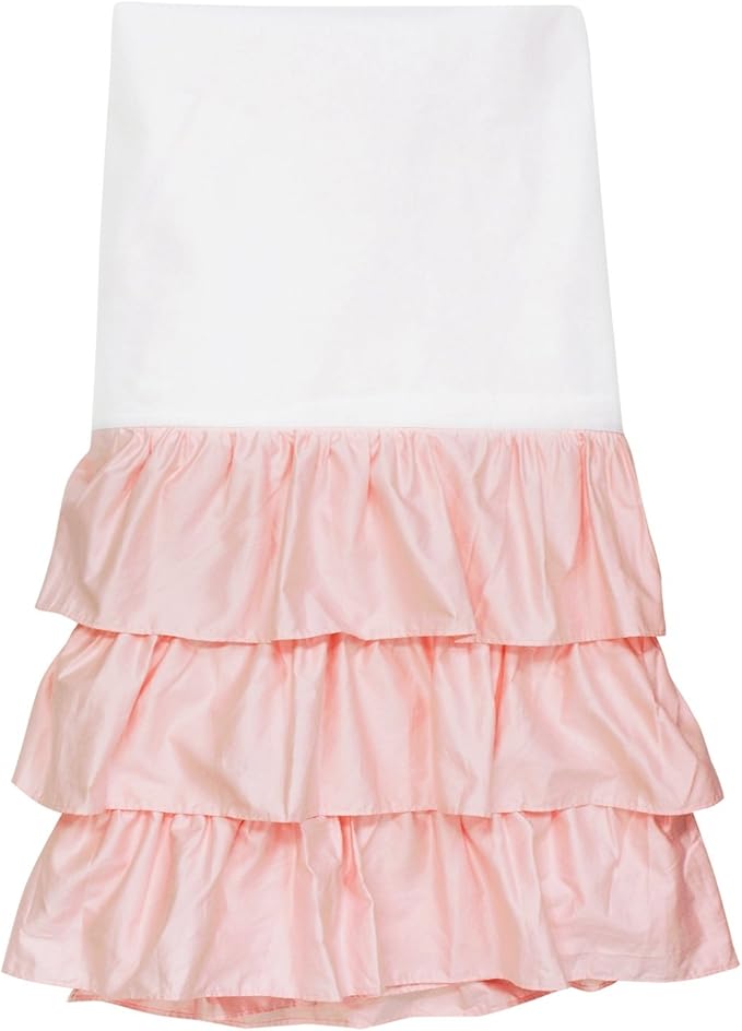 Brandream Blush Pink Shabby Chic Girl Ruffled Crib Bed Skirt Dust Ruffle Triple Layer 100% Egyptian Cotton Sateen Silky Nursery Bedding