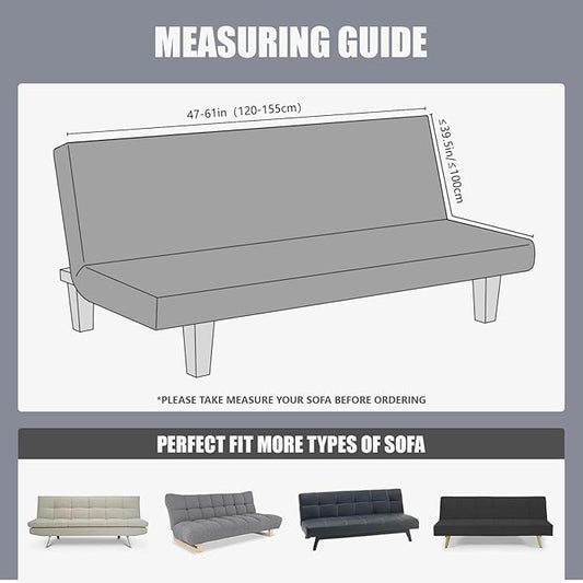 molasofa Leather Like Stretch Futon Slipcover Armless Futon Bed Sofa Cover Furniture Protector with Elastic Bottom, Soft and Washable Futon Cover for Sofa Bed Stay in Place(Medium,Light Grey)