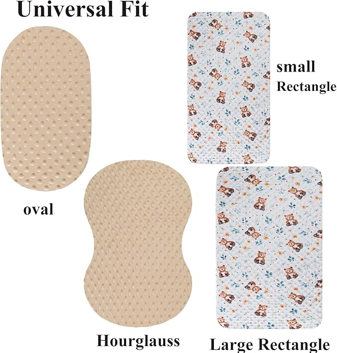 Dot Bassinet Sheet Set 2 Pack Stretch Fitted Cradle Sheets,Ultra Soft,Universal Fit Oval Rectangle Hourglass Pad/Mattress, for Baby Girls and Boys Light Coffee, Bear