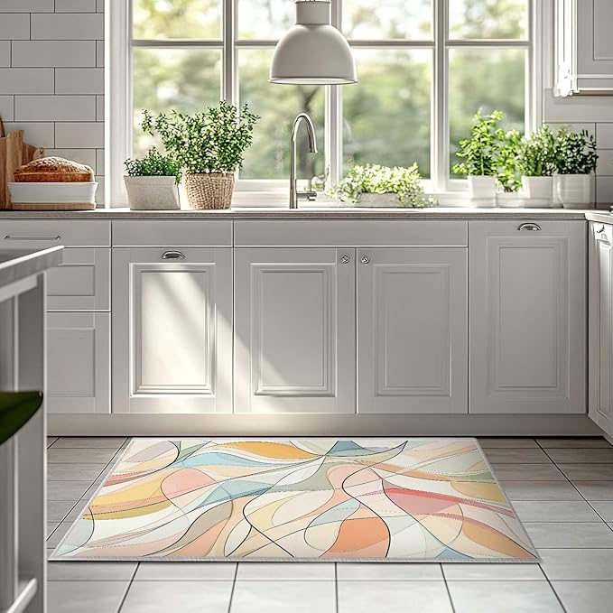 2x3 Colorful Entryway Area Rug Blue White Pink Yellow Bathroom Rug Non Slip Machine Washable Low Pile Small Carpet Kitchen Bedroom Door Mat Entrance