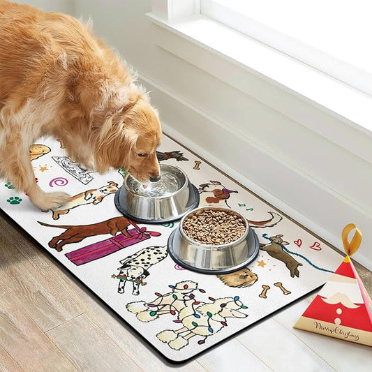 Absorbent Pet Mats for Food & Water, Quick Dry Non-Slip Cat & Dog Accessories