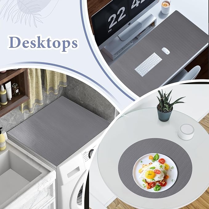 Drawer and Shelf Liner for Kitchen Cabinet: 17 in X 30 Ft Non Slip Waterproof Shelf Paper Non Adhesive Refrigerator Liners Gray Easy Liners for Bathroom Cupboard with Knife Tape Measure