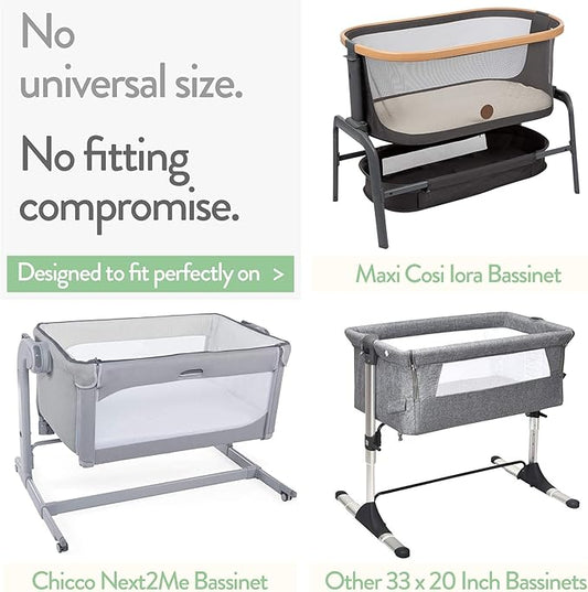 Bedside Sleeper Bassinet Fitted Sheets 33x20 for Maxi COSI Iora, Koola Baby, Baby Joy, Angelbliss, Kidsclub Bedside Bassinet – 100% Jersey Cotton – Mustard Yellow + Burnt Orange – 2 Pack