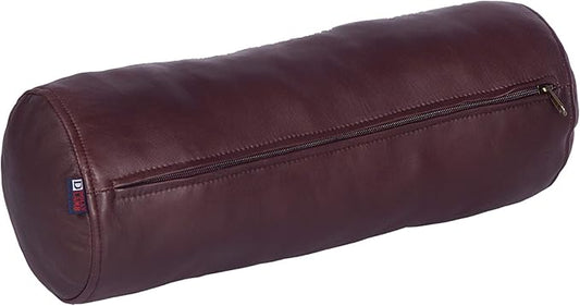 Neck Roll Pillow Cushion Cover, 18x6 Inch Full Moon Round Bolster Pillow Case, Cylinder Soft Lambskin Leather Pillowcase for Head, Spine & Neck Support During Sleep - Dark Maroon Pack of 1