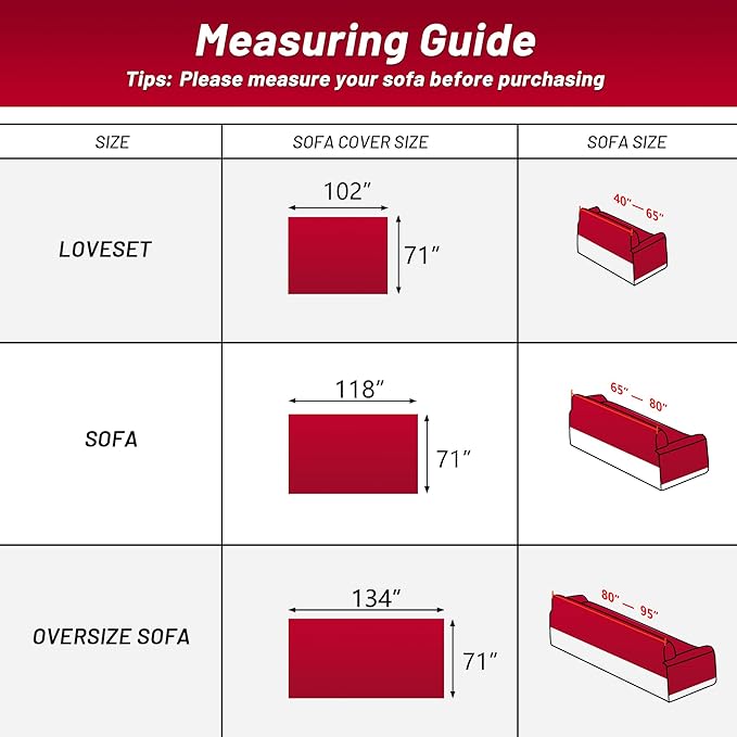 MYSKY HOME 71"X118" Loveseat Christmas Couch Cover, Sectional Sofa Covers Sofa Slipcover for 2 Cushion Couch, L Shape Couch Covers for Dogs, Kids, Washable Sofa Blanket, Furniture Protector, Red