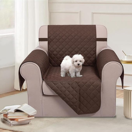 U-NICE HOME Recliner Chair Covers Reversible Chair Cover Pet Covers for Dogs with Elastic Straps Water Resistant Diamond Quilted (23''Recliner Small, Chocolate/Chocolate)
