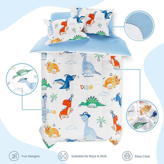 SANDJEST Dinosaurs Bedding Twin Set for Boys Kids Children, Ultra Soft Microfiber Comforter Set with 3-Pieces, Comforters Bed Sets Bedroom Decor