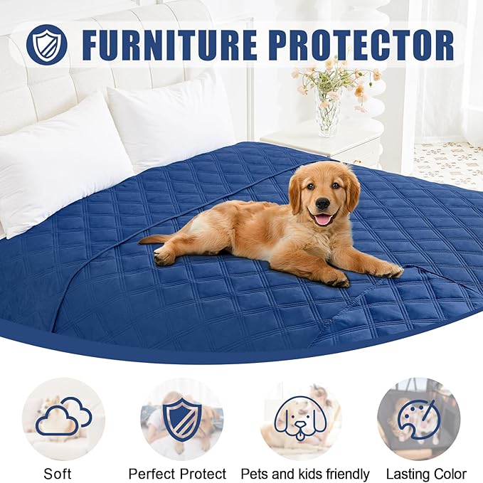 Smiry Waterproof Dog Bed Cover Blanket 40x80, Soft Reversible Pet Blanket, Washable Leakproof Cats Dogs Couch Cover for Sofa, Couch, Furniture, Lattice, Navy/Navy