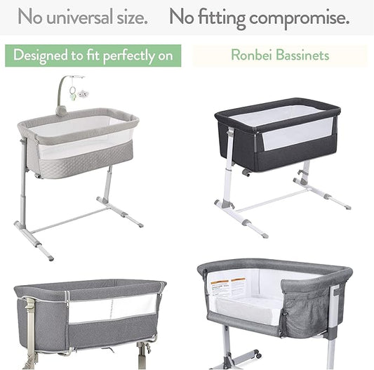 Bedside Sleeper Bassinet Sheets for 32 x 19 Inch Mattress Pad – Compatible with Ronbei, Pamobabe, Nordmiex Bassinet – 100% Jersey Cotton – Light + Dark Grey – 2 Pack