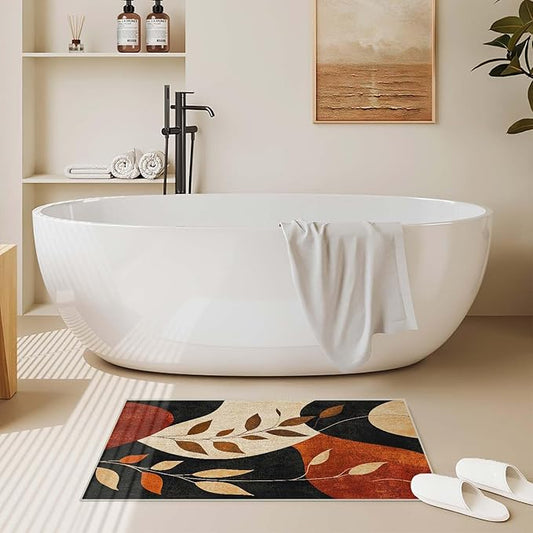 2x3 Entryway Area Rug Black Brown Tan Bathroom Rug Non Slip Machine Washable Low Pile Small Carpet Kitchen Bedroom Door Mat Entrance