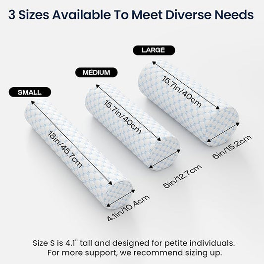 Neck Roll Pillow for Neck Pain Relief - Memory Foam Neck Support Pillow for Bed, Cylinder Pillows, Round Neck Pillow for Sleeping, 15.7 * 5 * 5 inch (Cool-Blue)