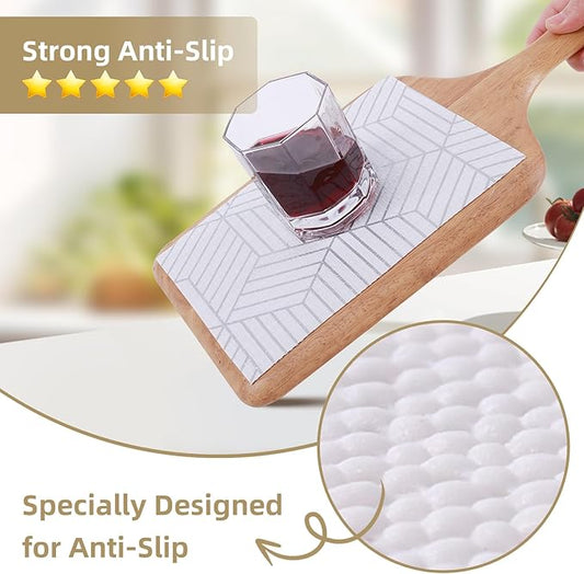 Shelf Liners for Kitchen Cabinets 12in x 20FT, Non Adhesive Cabinet Liner Strong Non-Slip Thickened Silver Geometric Easy to Clean for Shelf, Cabinet, Refrigerator with Knife and Tape Measure