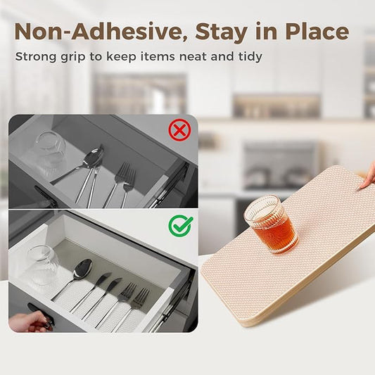 100% EVA Shelf Liner for Kitchen Cabinet, 18" x 120" Drawer Liners Non Adhesive Non Slip Waterproof Plastic Paper, Dresser Pantry Bathroom Refrigerator Protector, Clear