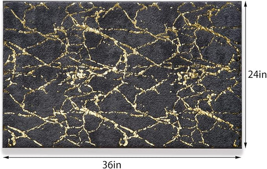 QJHOMO Marble Bathroom Rug Gray and Gold Decor Bathroom Rugs Non Slip Bath Mat Super Absorbent Microfiber Plush Bathmat Machine Washable Floor Carpet for Tub, Shower, Bedroom (24x36 inch)