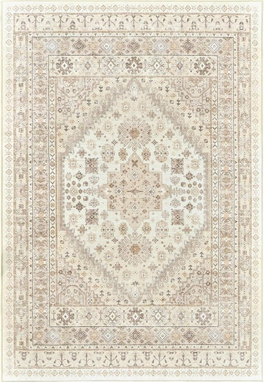zesthome 8x10 Area Rugs for Living Room,Non-Slip Backing Washable Rugs,Vintage Large Area Rug,Stain Resistant Home Decor Rug