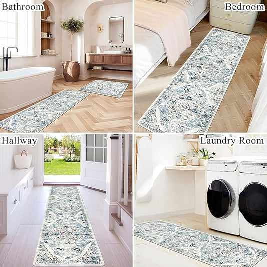 Ileading Anti Fatigue Kitchen Rugs Sets of 2 Cushioned Kitchen Mats for Floor Waterproof Kitchen Mat Set Non Slip Comfort Standing Mat for Kitchen, Office, Sink, Laundry