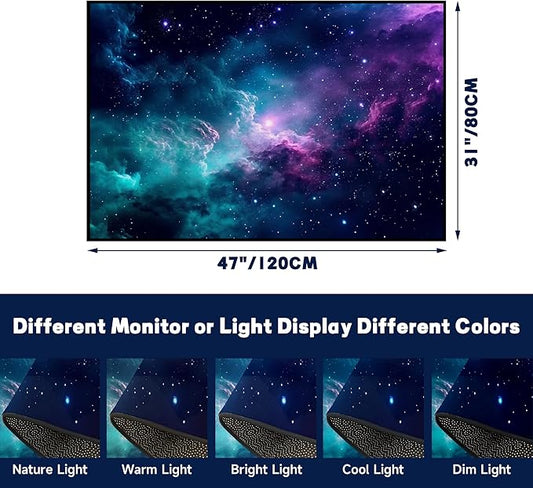 2'7" x 3'11" Galaxy Area Rug Dark Blue Outer Space Doormat for Kids Bedroom Living Room Glitter Starry Sky Carpets Throw Rugs, 47'' X 31''