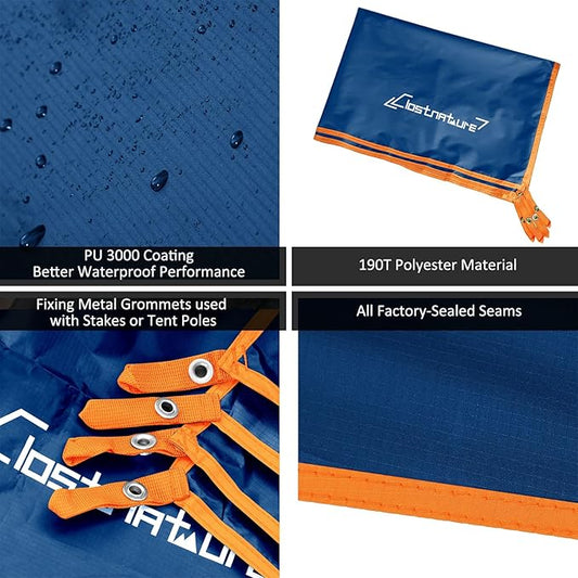 Clostnature Tent Footprint - Waterproof Camping Tarp, Heavy Duty Tent Floor Saver, Ultralight Ground Sheet Mat for Hiking, Backpacking, Hammock, Beach - Storage Bag Included