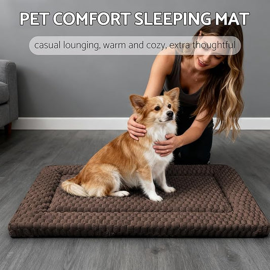 Dog Bed Mat - Dog Crate Pad - Reversible Mat for Pet Comfort - Soft Bed Crate Pads for All Seasons - Durable, Machine Washable Mat for Crates, Travel, and Home (Dark Brown, 30" L*20" W*1.5" Th)