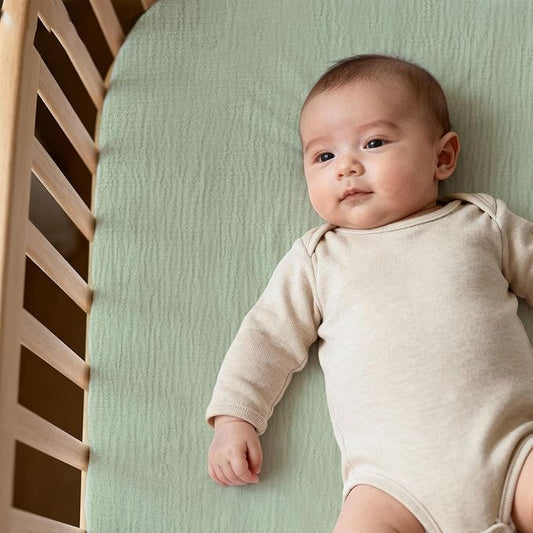 Muslin Bassinet Fitted Sheets, 2 Pack for Baby Boy and Girl, Soft Breathable Baby Pad/Mattress Sheet, Fit for Hourglass Oval and Rectangle Bassinet Mattress (Cute Zebra)