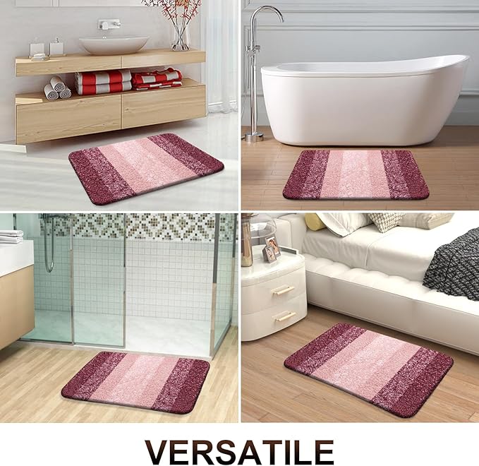 OLANLY Bathroom Runner Rugs 47x20, Extra Soft Absorbent Microfiber Bath Rugs, Rubber Backing, Quick Dry, Machine Washable Bath Mats for Bathroom Floor, Tub and Shower, Home Decor Accessories, Red