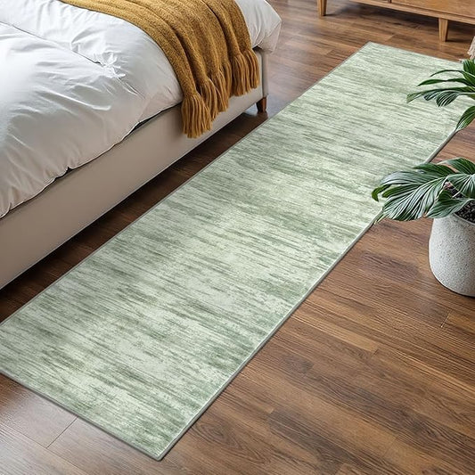 2x7 Modern Abstract Runner Rug for Hallways, Light Sage Green and Ivory Super Soft Hallway Decor Kitchen Rugs with Non-Slip, Non-Shedding Washable Rug for Hallways Entryway Bedroom Indoor