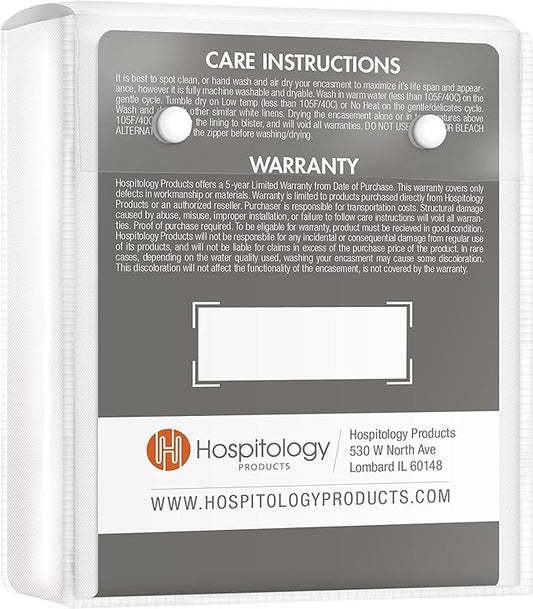 HOSPITOLOGY PRODUCTS Pillow Encasement- Zippered Bed Bug Dust Mite Proof Hypoallergenic - Sleep Defense System - Queen - Waterproof - Set of 2 - 20" H x 30" W