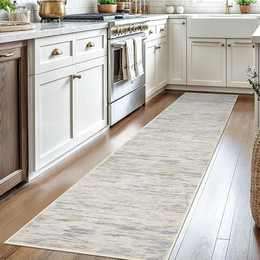 2x8 Modern Abstract Runner Rug for Hallways, Gray Beige Neutral Multi Super Soft Hallway Decor Kitchen Rugs with Non-Slip, Non-Shedding Washable Rug for Entryway Laundry Indoor