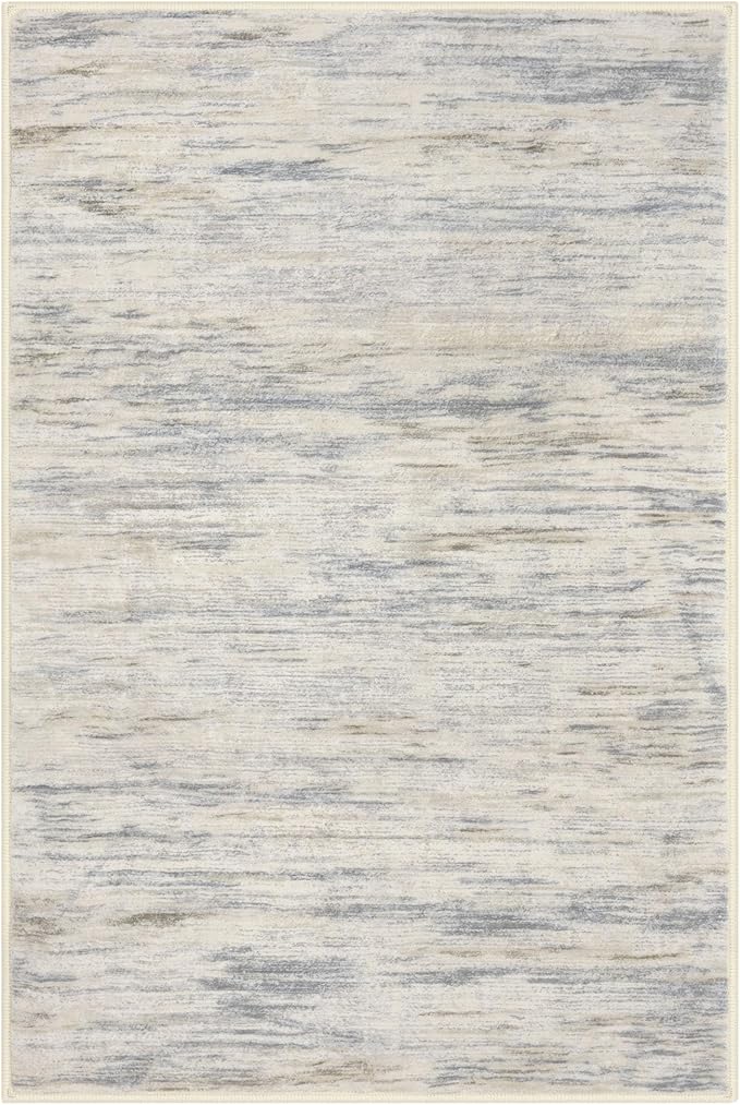 2x3 Modern Abstract Rug for Entryway, Gray Beige Neutral Multi Super Soft Small Washable Area Rug, Non-Slip Kitchen Rugs, Low-Pile Mat for Bedside, Indoor Door Mat