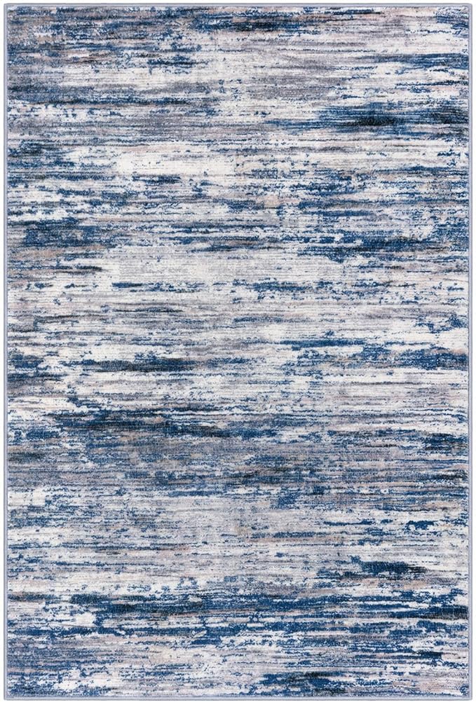 2x3 Modern Abstract Rug for Entryway, Navy Blue Gray Neutral Multi Super Soft Small Area Rug, Washable Non-Slip Kitchen Rugs, Low-Pile Mat for Bedside, Indoor Door Mat