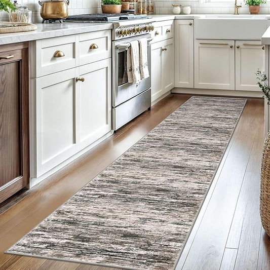 2x8 Modern Abstract Runner Rug for Hallways, Brown Green Black White Super Soft Hallway Decor Kitchen Rugs with Non-Slip, Non-Shedding Washable Rug for Entryway Bedroom Indoor