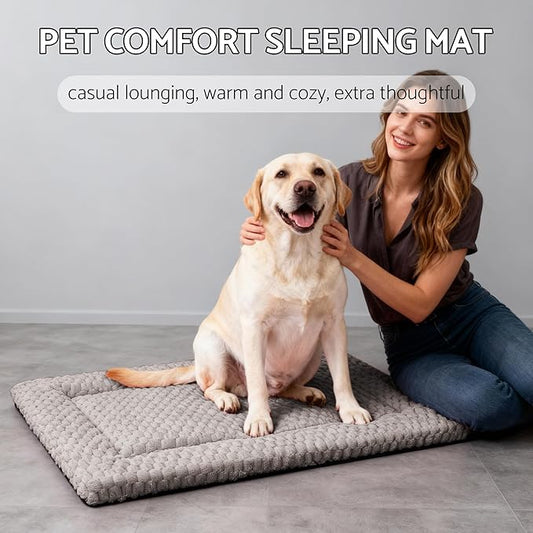 Dog Bed Mat - Dog Crate Pad - Reversible Mat for Pet Comfort - Soft Bed Crate Pads for All Seasons - Durable, Machine Washable Mat for Crates, Travel, and Home (Light Gray, 35" L*23" W*1.5" Th)