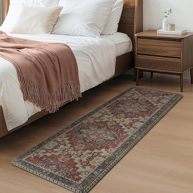 GENIMO Kitchen Mats for Floor 2PCs, Washable Anti Fatigue Mat for Cushioned, 17.3"x59"+17.3"x30", Waterproof Kitchen Rugs, Non Slip Comfort Standing Mat Rug for Home, Sink, Laundry, Bordeaux