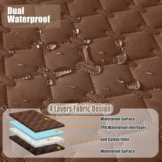Smiry Waterproof Dog Bed Cover Blanket, Soft Reversible Pet Blanket, Washable Leakproof Cats Dogs Couch Cover for Sofa, Couch, Furniture, Plaid (52x82 Inch, Brown/Chocolate)
