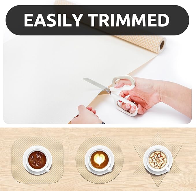 RAY STAR 12X120 Inch Shelf Liner for Kitchen Cabinets, Non-Adhesive Cabinet Liner Washable, PVC Drawer Liner for Dresser Non-Slip Bathroom (Yellow Circle)(5 Roll)