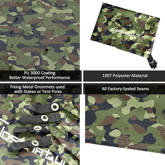 Clostnature Tent Footprint - Waterproof Camping Tarp, Heavy Duty Tent Floor Saver, Ultralight Ground Sheet Mat for Hiking, Backpacking, Hammock, Beach - Storage Bag Included