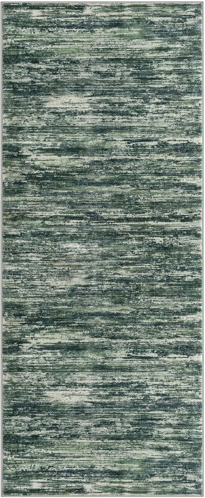 2x5 Modern Abstract Runner Rug for Hallways, Dark Green Super Soft Hallway Decor Kitchen Rugs with Non-Slip, Non-Shedding Washable Rug for Hallways Entryway Bedroom Indoor