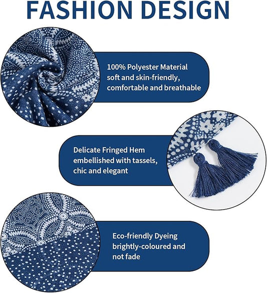 Scarf for Women Lightweight Soft Floral Leopard Printed Scarves Fall Winter Fashion Shawl Wrap with Fringe