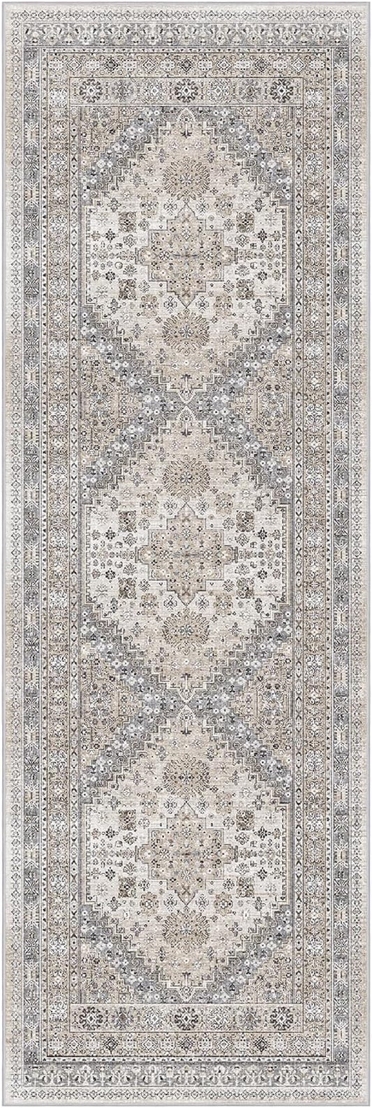 zesthome Washable Runner Rug 2.5x8 - Stain Resistant Entryway Rug,Ultra-Thin Kitchen Rugs, Anti Slip Backing Runner Rugs for Entrance Laundry Room Indoor Hallway (Beige,2.5'x8')