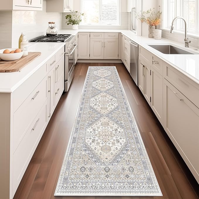 zesthome Washable Runner Rug 2.5x10 - Stain Resistant Entryway Rug,Ultra-Thin Kitchen Rugs, Anti Slip Backing Runner Rugs for Entrance Laundry Room Indoor Hallway (Beige,2.5'x10')