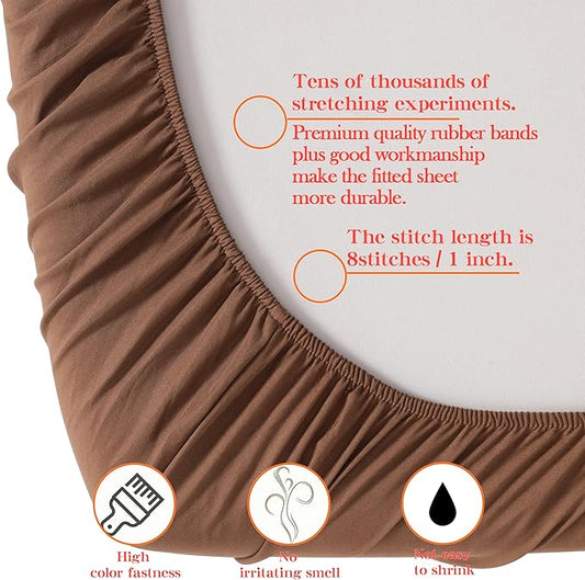 NTBAY Toddler Bedding Set - 4 Piece Soft and Breathable Crib Bedding Set for Boys and Girls, Includes Quilted Comforter, Fitted Sheet, Flat Top Sheet and Envelope Pillowcase, Brown