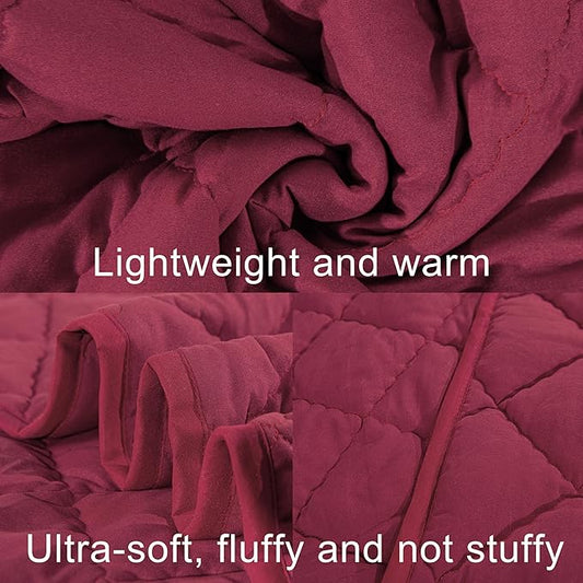 NTBAY Toddler Bedding Set - 4 Piece Soft and Breathable Crib Bedding Set for Boys and Girls, Includes Quilted Comforter, Fitted Sheet, Flat Top Sheet and Envelope Pillowcase, Wine Red