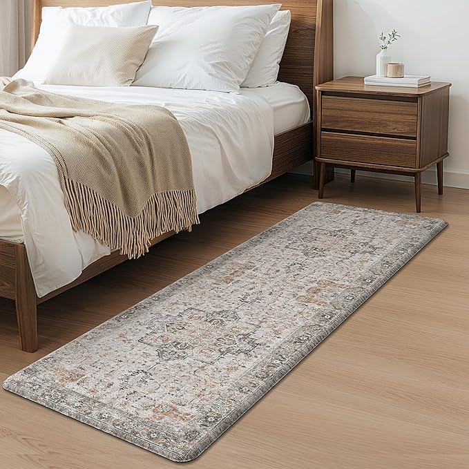 GENIMO Kitchen Mats for Floor, Washable Anti Fatigue Mat for Cushioned, 23.6"x71", Waterproof Kitchen Rugs, Non Slip Comfort Standing Mat Rug for Home, Sink, Laundry, LightTaupeBrown