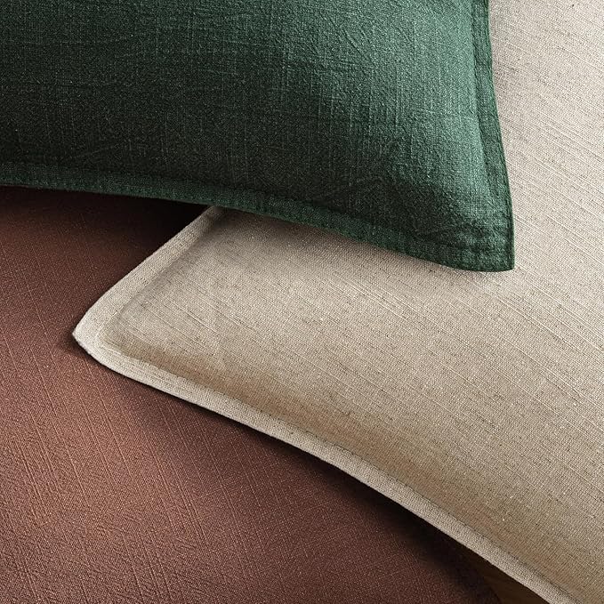 EMEMA Christmas Throw Pillow Covers Decorative Linen Pillow Covers 24x24 Inch Green Boho Farmhouse Neutral Couch Throw Pillows for Bed Pack of 2 Accent Pillowcase Modern Sofa Cushion Livingroom Home