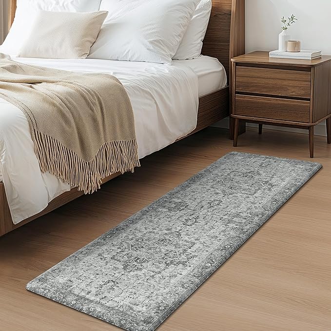 GENIMO Kitchen Mats for Floor 2PCs, Washable Anti Fatigue Mat for Cushioned, 17.3"x47"+17.3"x30", Waterproof Kitchen Rugs, Non Slip Standing Mat Rug for Home, Runner, Sink, Laundry, Vintage Grey