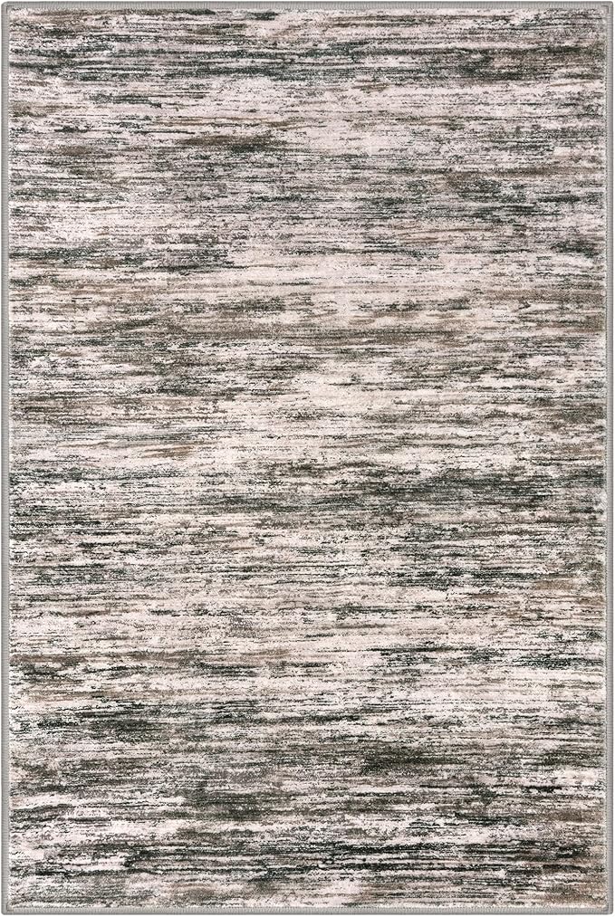 2x3 Modern Abstract Rug for Entryway, Brown Green Black White Super Soft Small Area Rug, Washable Non-Slip Kitchen Rugs, Low-Pile Mat for Bedside, Indoor Door Mat