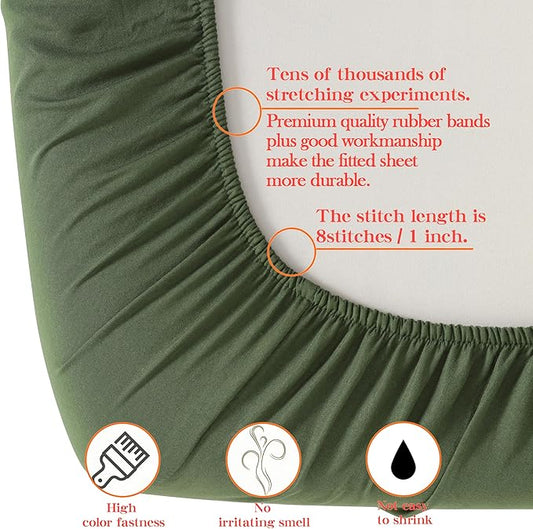 NTBAY Toddler Bedding Set - 4 Piece Soft and Breathable Crib Bedding Set for Boys and Girls, Includes Quilted Comforter, Fitted Sheet, Flat Top Sheet and Envelope Pillowcase, Olive Green